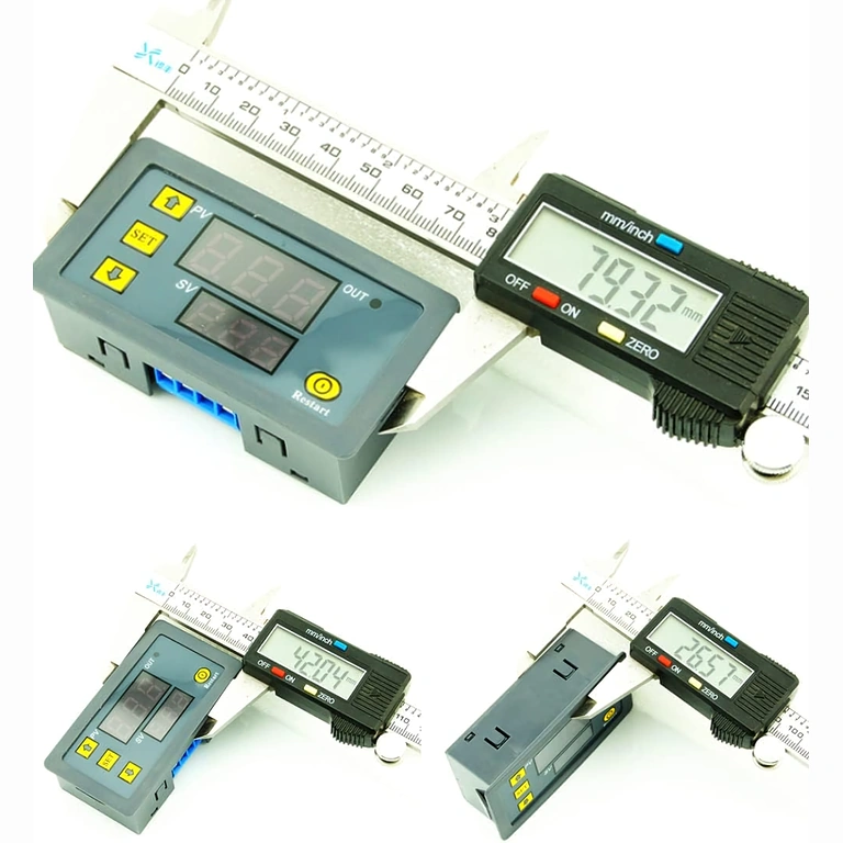 Digitaalisen releen mitat – etunäkymä Etunäkymä moduulista mitat merkittynä