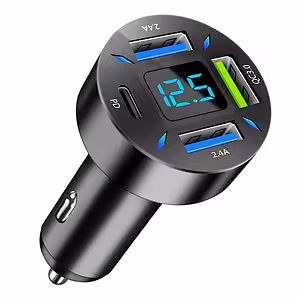 Autolaturi Digitaalisella Volttimittarilla, USB Type-C PD ja Quick Charge 3.0 – Nopea Lataus Tupakansytyttimestä 12-24V