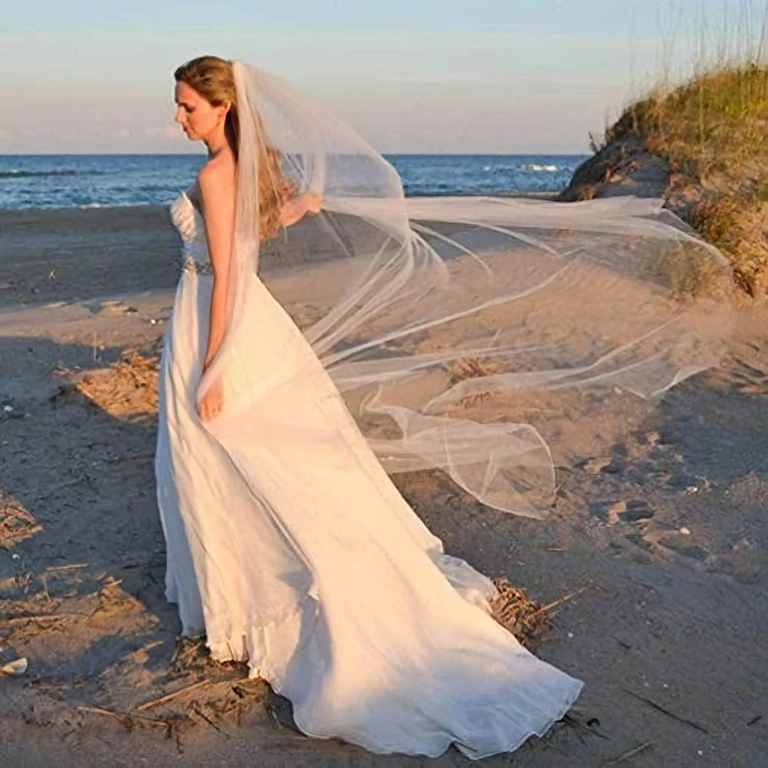 2 m tüllistä valmistettu häävoiletti Hienosta tulesta valmistettu hääverho, 2 metriä, minimalistinen