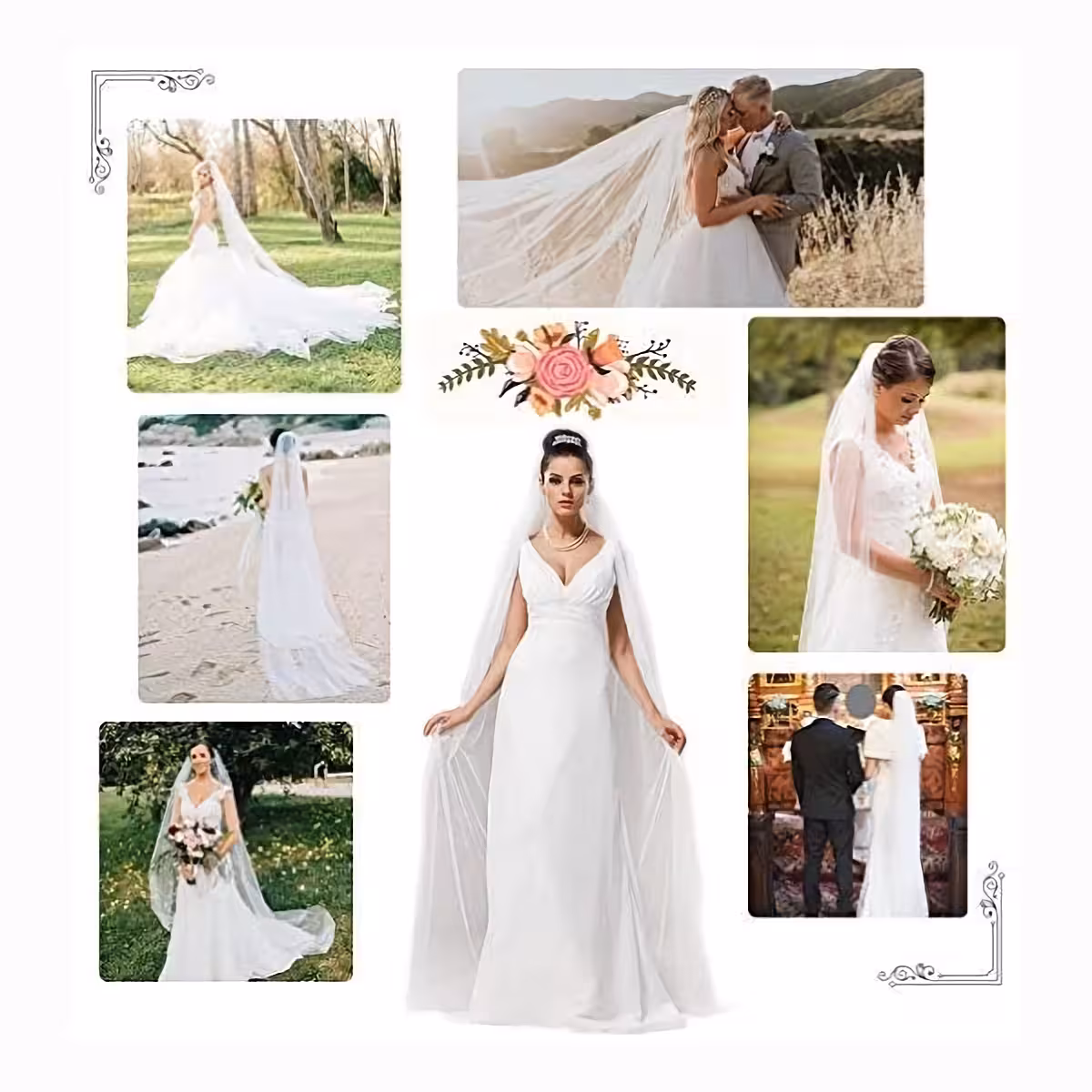 Hieno ja elegantti valkoinen verho erityisiin häämekkoihin