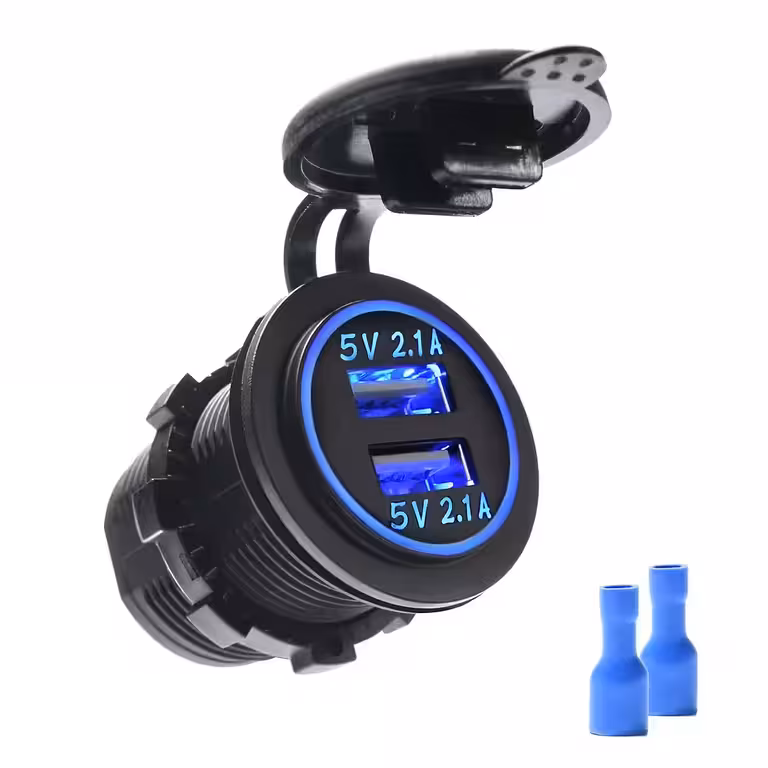 Auton Tupakansytytin Pistorasia USB:llä 12V/24V – Paneelilaturi 2x 2.1A LED:llä ja Suojauksella