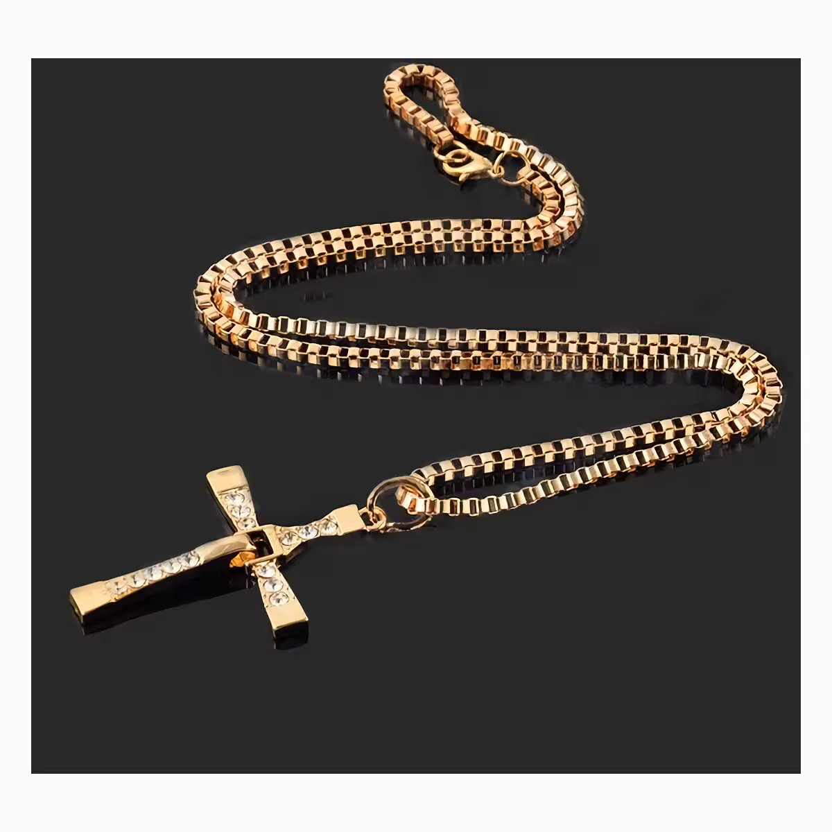 Kultainen risti-kaulakoru miehille Fast and Furious -tyyliin