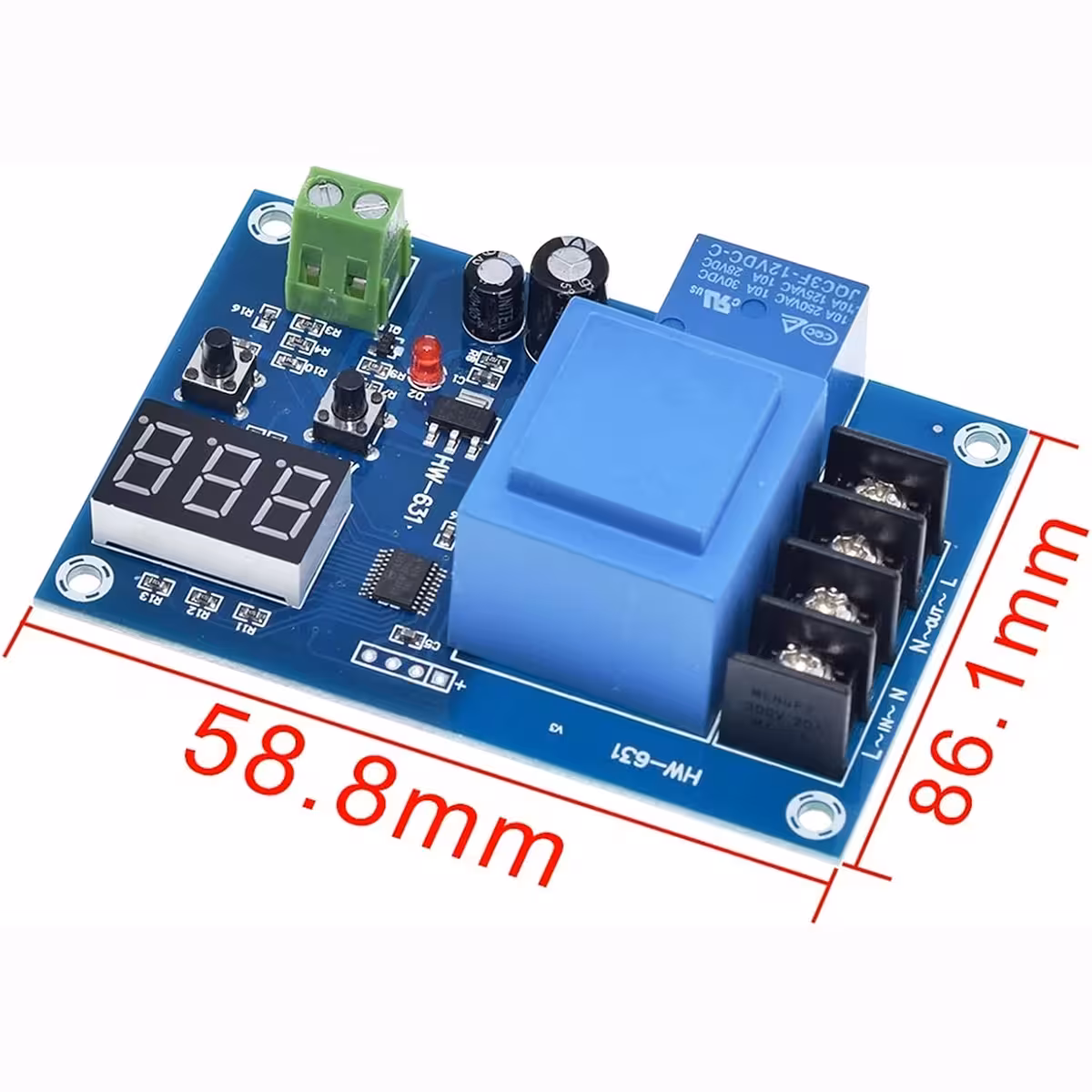 XH-M602 moduulin tarkat mitat asennukseen