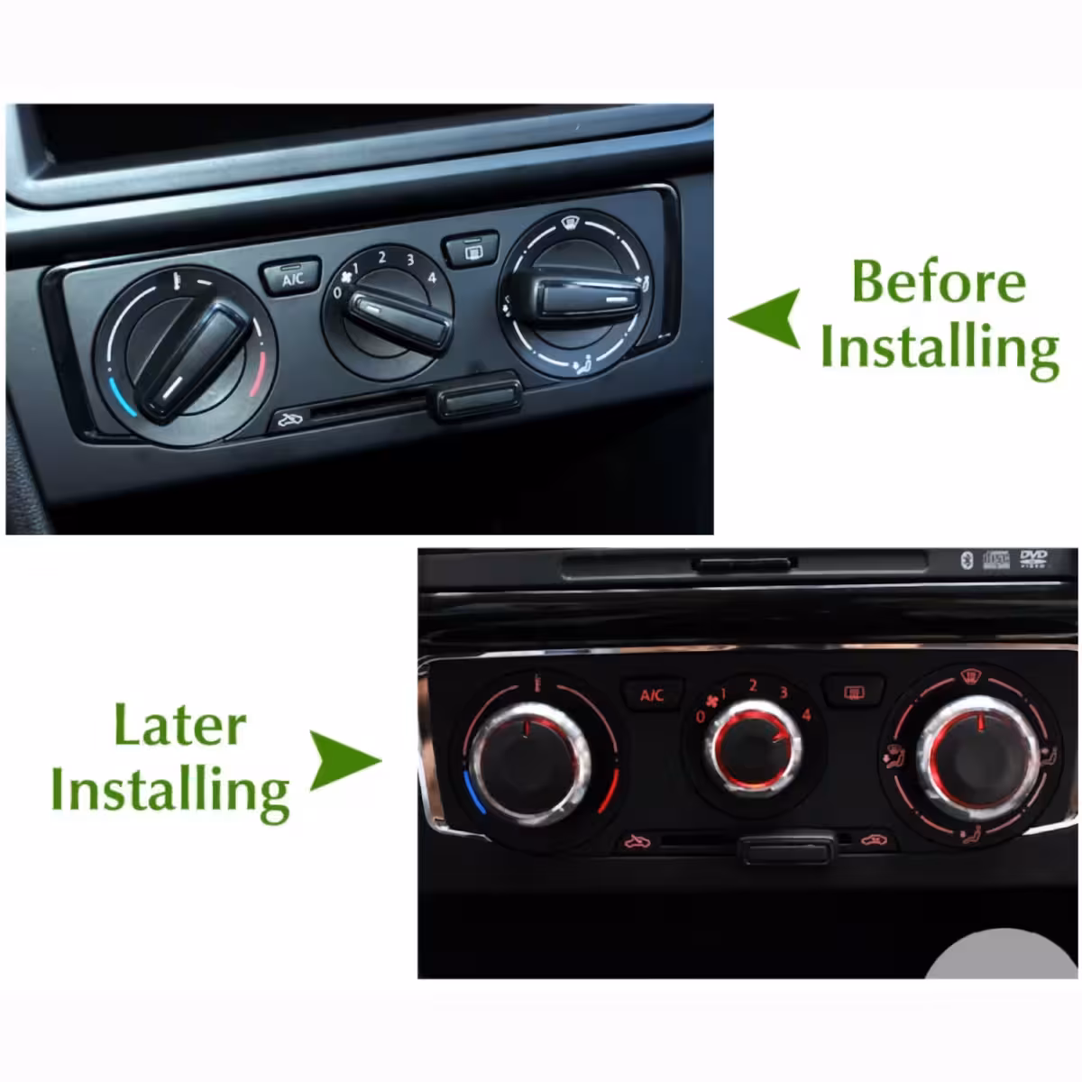 Touran ensimmäisen sukupolven AC-paneelin pyörivät painikkeet