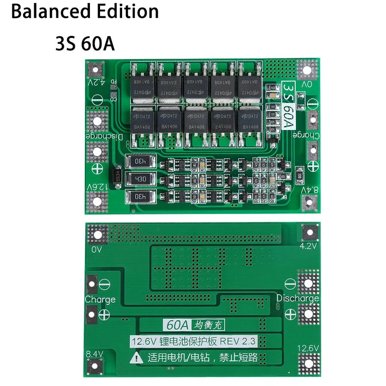 BMS 10 MOSFETillä, maksimivirta 60A, älykäs tasapainotus