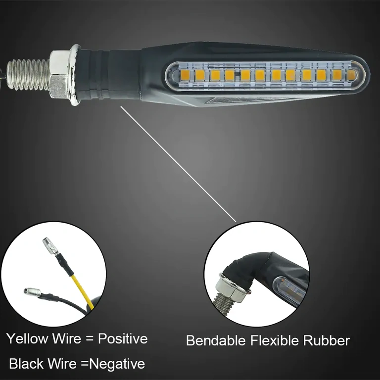 Keltainen LED-suuntavalo moottoripyörille ja skoottereille