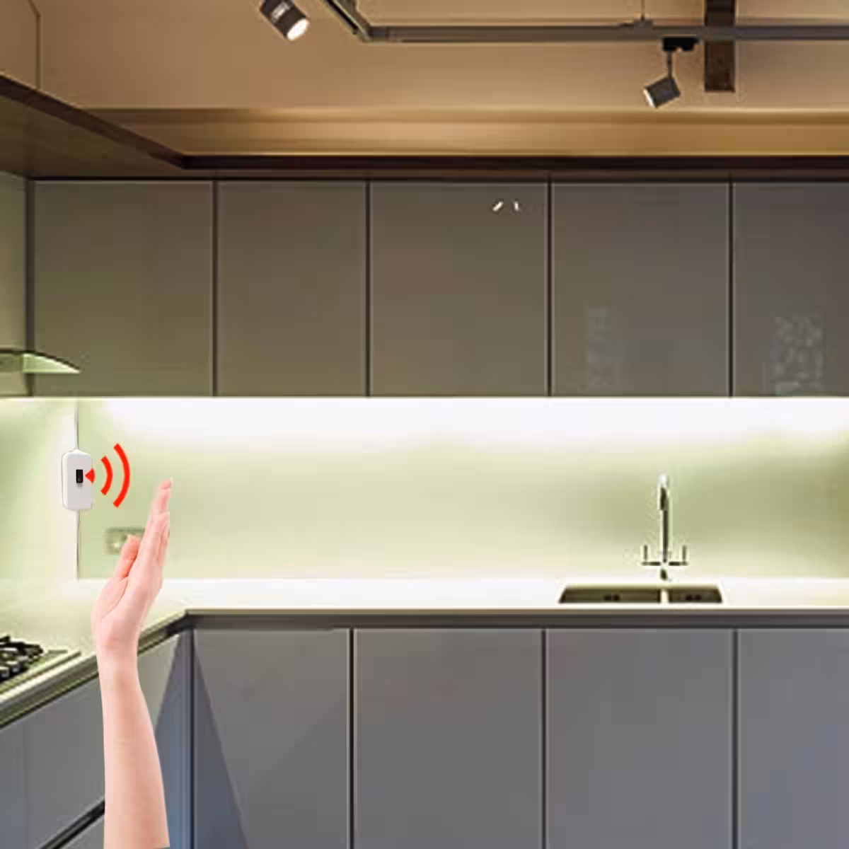 3 m kylmän valkoinen LED-nauha liiketunnistimella ja USB-virtalähteellä