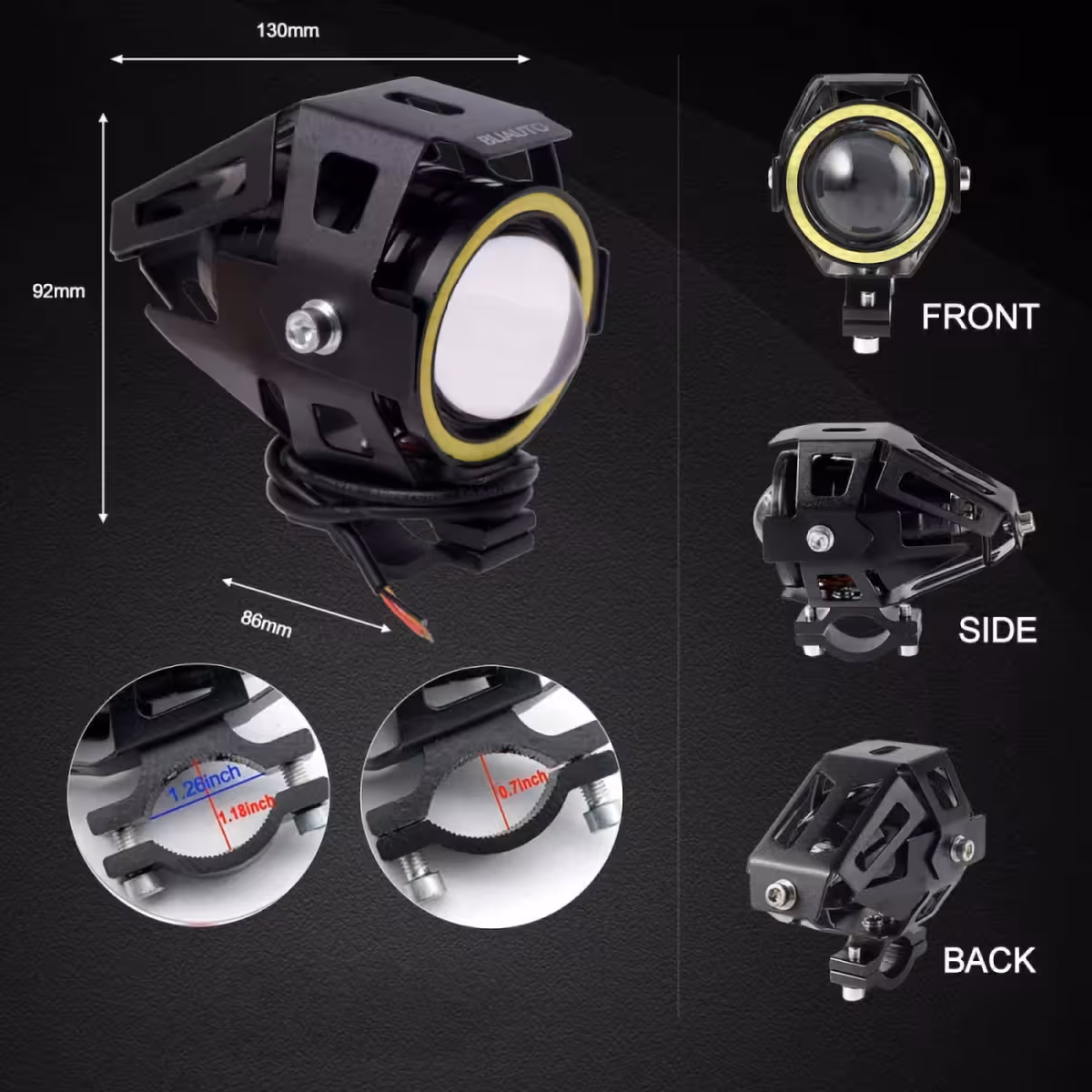 Tehokas LED-etuvalo off-road ja enduro-moottoripyörille