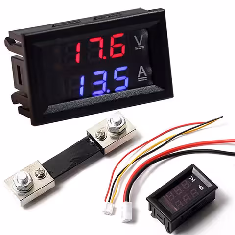 Digitaalinen Volttiampeerimittari 0–100V 100A Shuntilla – LED Paneeli Tasavirta Auto