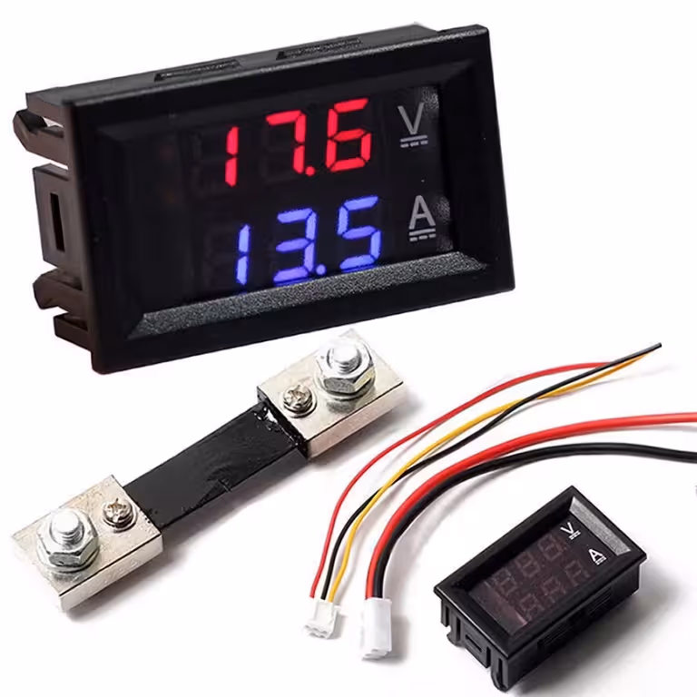 Digitaalinen Volttiampeerimittari 0–100V 100A Shuntilla – LED Paneeli Tasavirta Auto