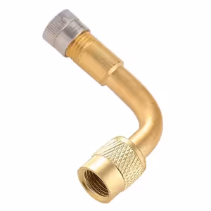 Metallinen autoventtiilin jatko 90° – soveltuu kuorma-autoihin, polkupyöriin ja sähköpotkulautoihin