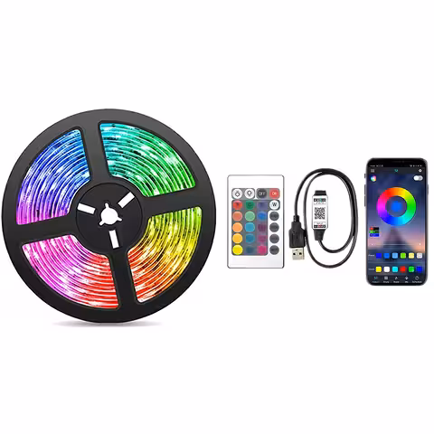 RGB LED-nauha 10m USB:llä, Bluetoothilla, kaukosäätimellä ja musiikkivalotehosteilla TV:lle ja sisustukseen