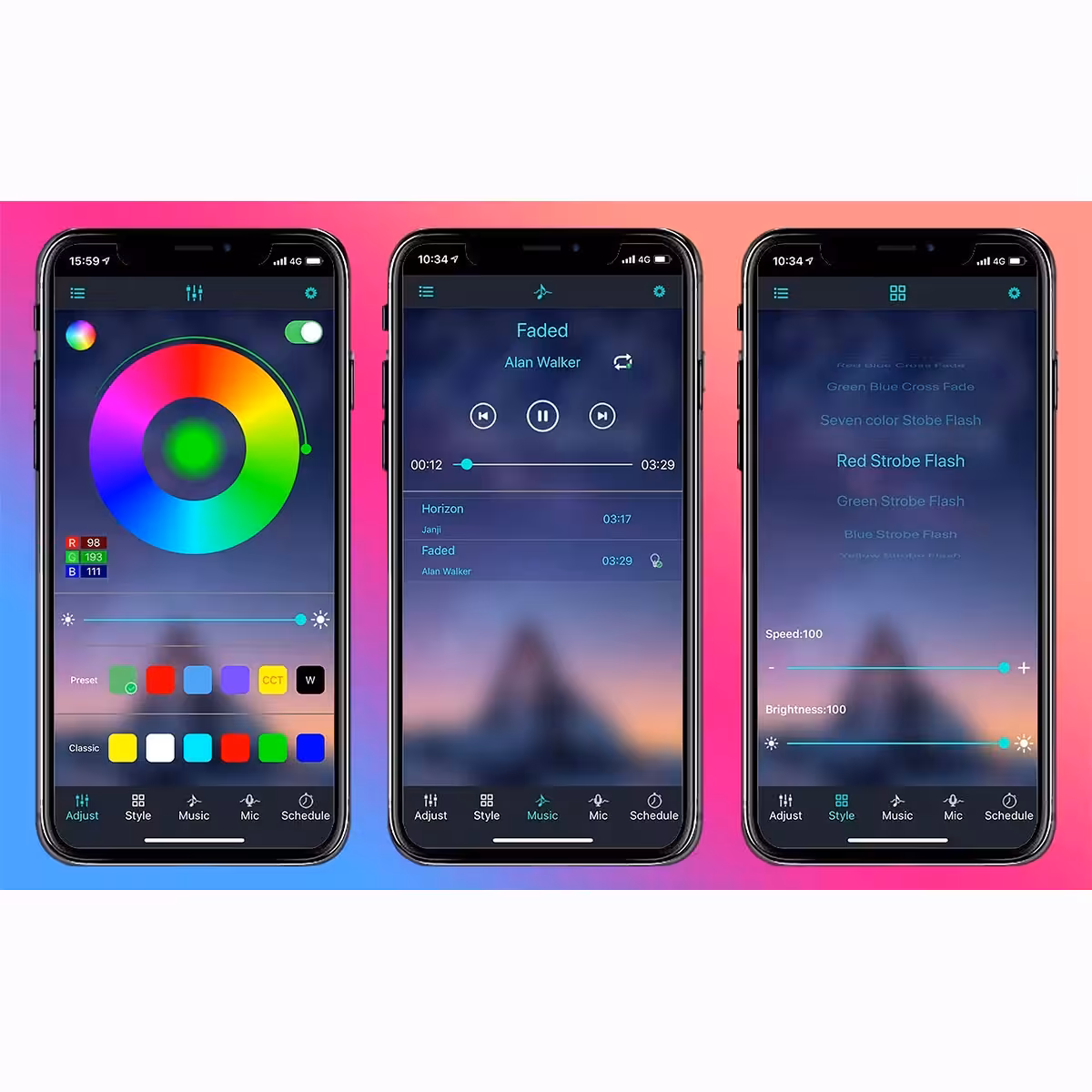 LED-nauha TV:lle, tunnelmavalaistus, himmennys ja värit