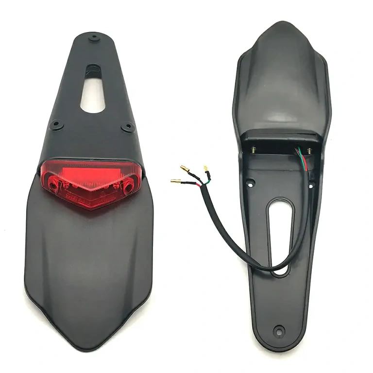 Enduro-moottoripyörän fender + valo -setti Täydellinen takalokasuoja LED-jarruvalolla moottoripyörään