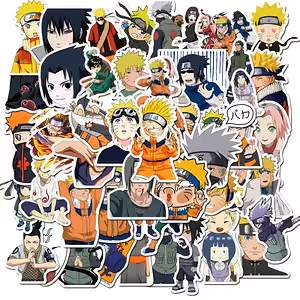 Naruto Shippuden -tarra-arkki – 50 kpl PVC-tarrat, kestävä, kannettavat, pyörä, skeitti ja pelikonsoli