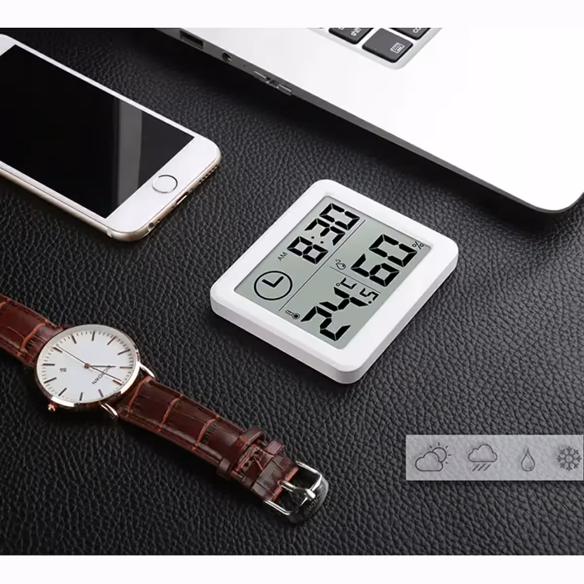 Digitaalinen huonekello, mittaa lämpötilan ja kosteuden