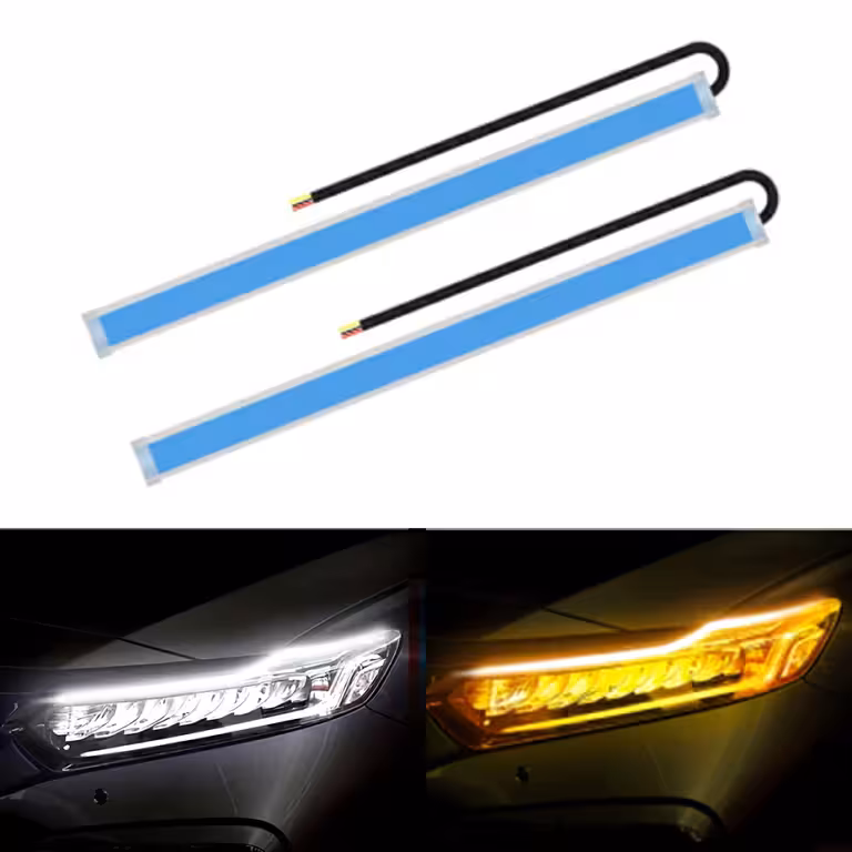 DRL LED-päivävalot, LED FLOW -dynaaminen vilkkuva nauha autoon – 2 x 60 cm, IP65