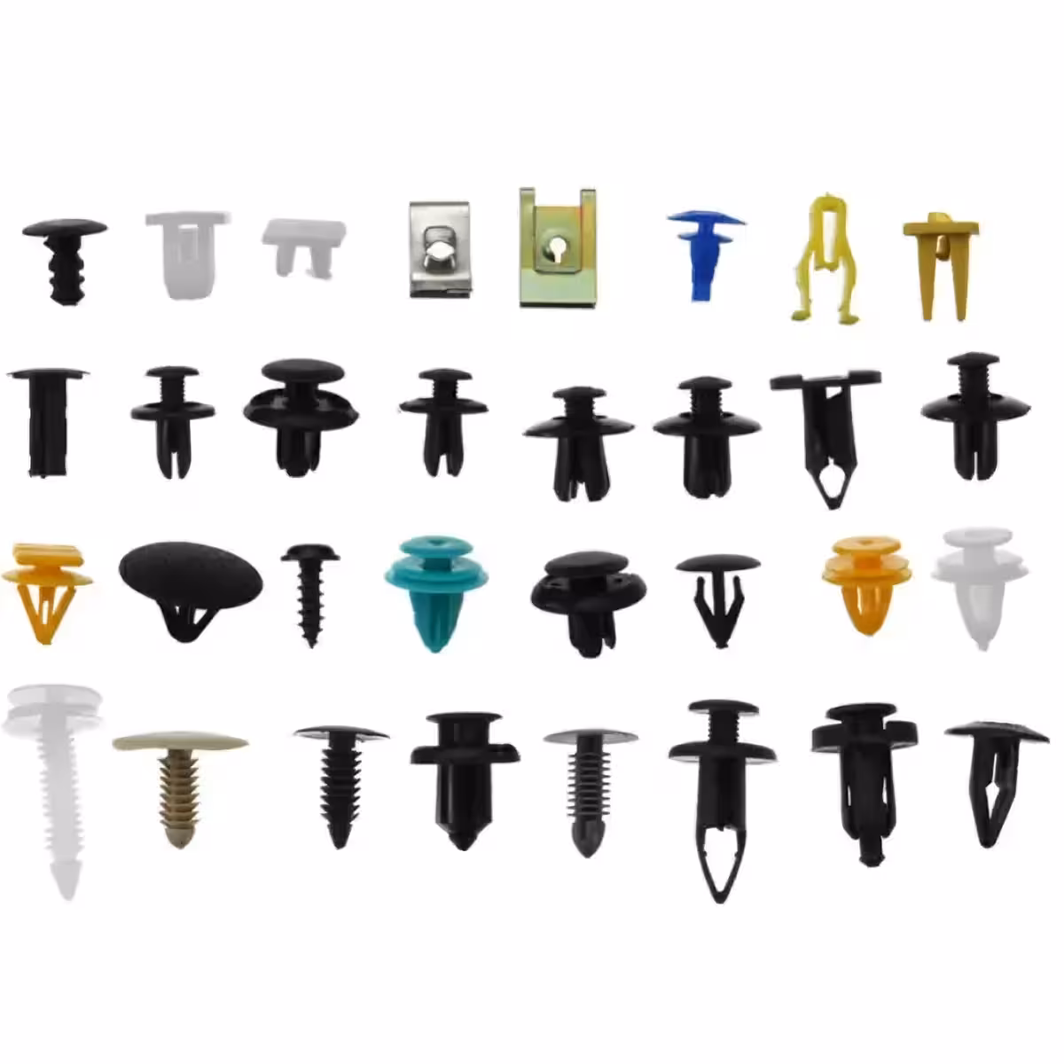 Mustat ABS-muovikiinnikkeet paneeleille ja auton sisäosille