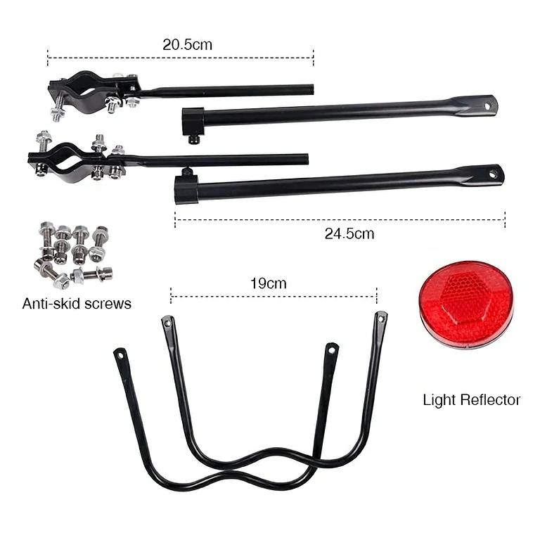 Tavarateline puristus- ja ruuvikiinnityksellä Pyöräteline nopeaan kiinnitykseen satulatankoon