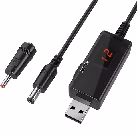 USB-muunninmoduuli 5V → 9V / 12V – Step-Up-invertteri LED-näytöllä, UPS-toiminto autoihin, reitittimiin ja DIY
