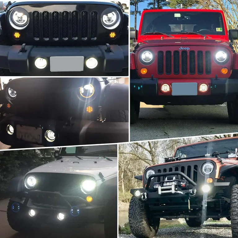 7 tuuman LED-ajovalo Jeep Wranglerille 7" pyöreä LED-ajovalo Jeep Wranglerille, kirkkaus 7000lm, H4/H13