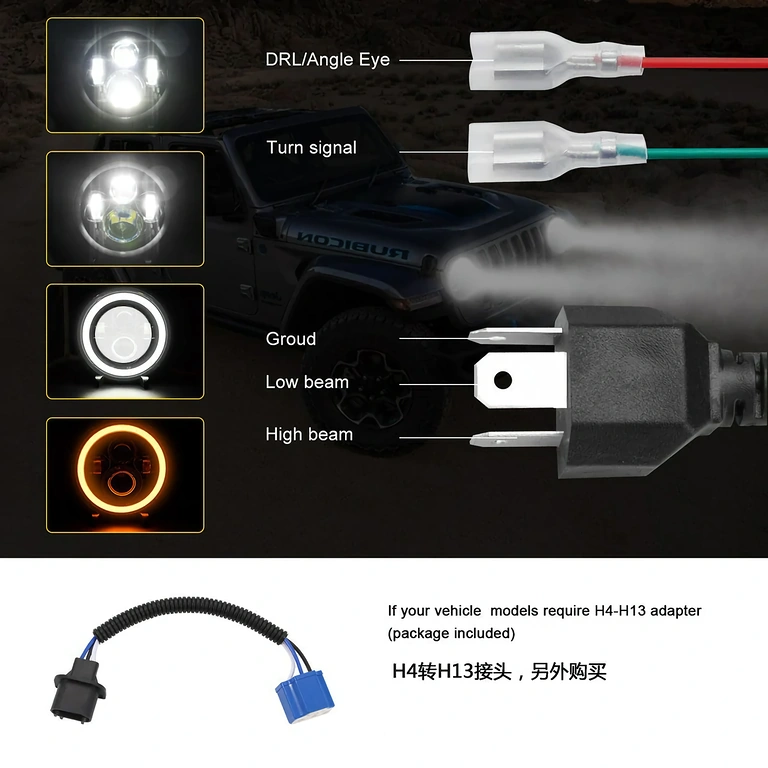 7 tuuman LED-ajovalo Harleylle 7" pyöreä LED-ajovalo Harley FLD, Touring, Softail (1991–2013)