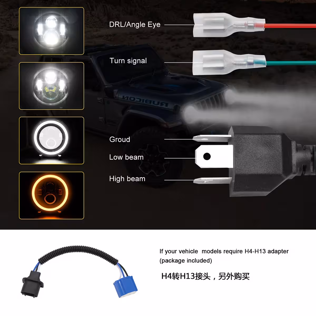 7" pyöreä LED-ajovalo Harley FLD, Touring, Softail (1991–2013)