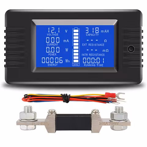 Aurinkomittari DC 0–200V 100A/300A – voltmetri ja ampeerimittari, LCD-näyttö