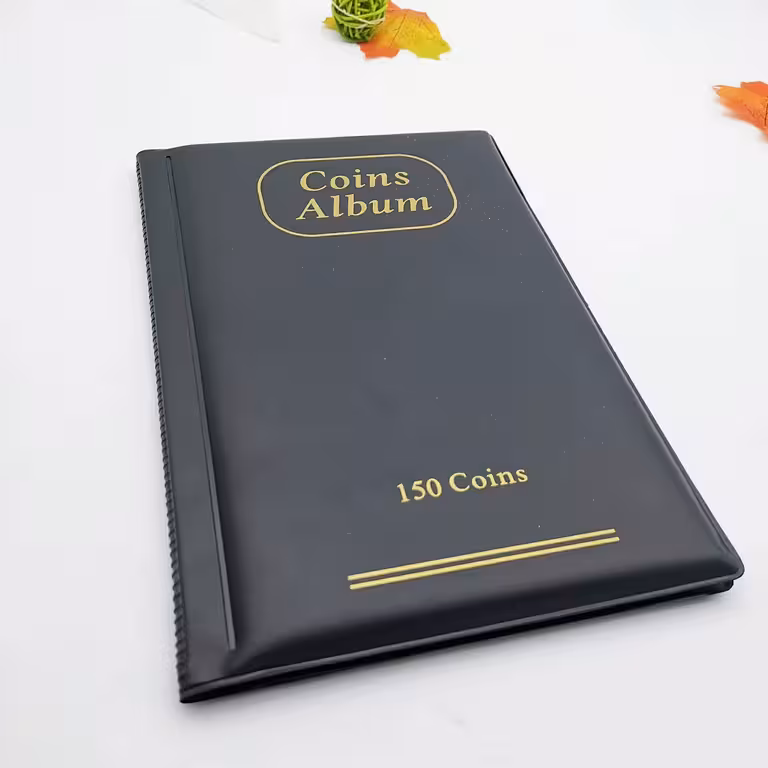 Kolikkokokoelma-albumi – 150 lokeroa, numismaattiset kolikot, postimerkit, tokenit