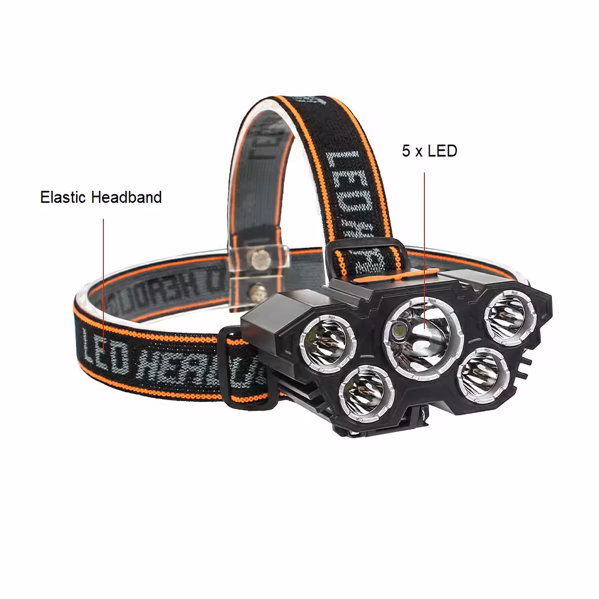 Säädettävä otsalamppu joustavalla nauhalla mukavuuden vuoksi