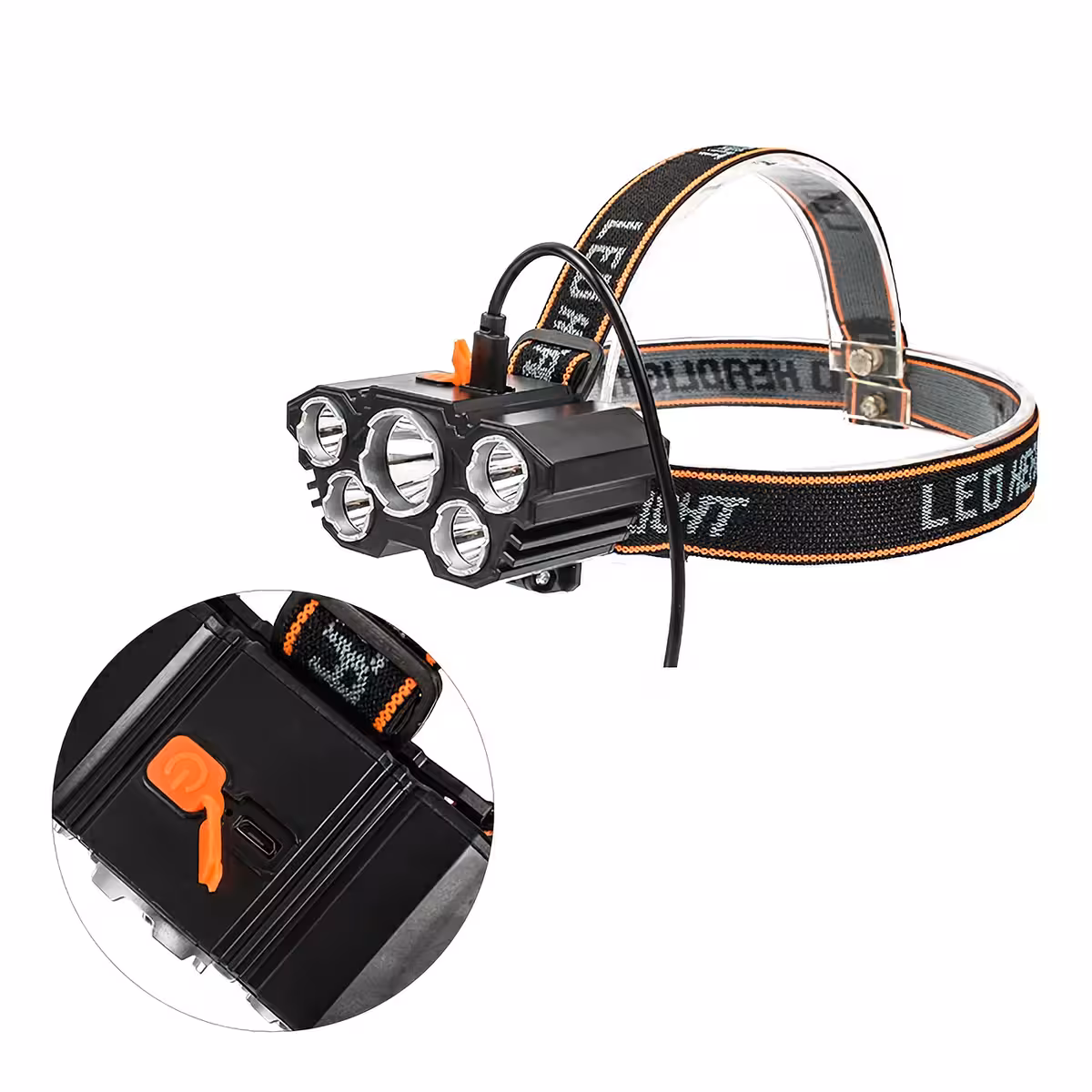 Vankka otsalamppu 18650-akulla ja USB-latauksella