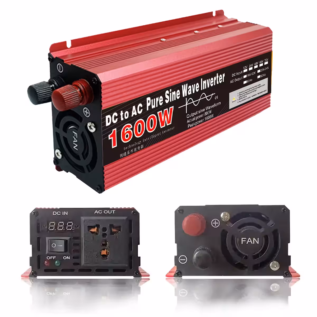 1600W tehokas invertteri ylikuormitus- ja oikosulkusuoja