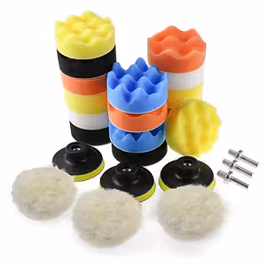 Auton kiillotussarja 75 mm levyillä ja 80 mm sieniä – porakoneadapterit mukana