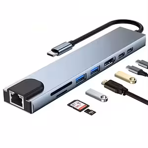 USB-C-hubi 8-in-1 HDMI 4K, RJ45, USB 3.0 ja Power Delivery MacBookille, Dellille, Lenovolle