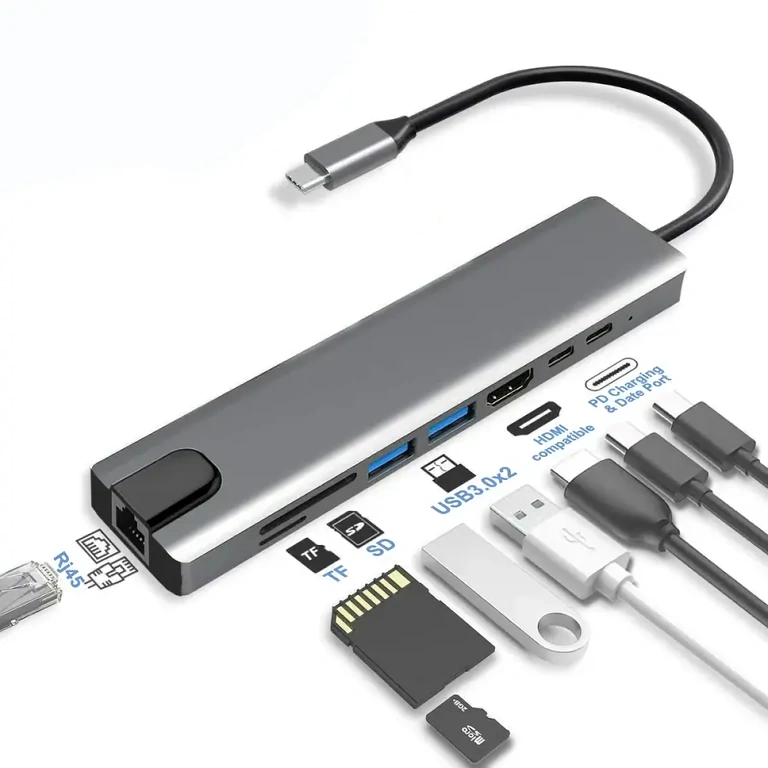 USB-C-hubi SD- ja TF-kortinlukijalla USB-C-adapteri SD- ja TF-korttipaikoilla