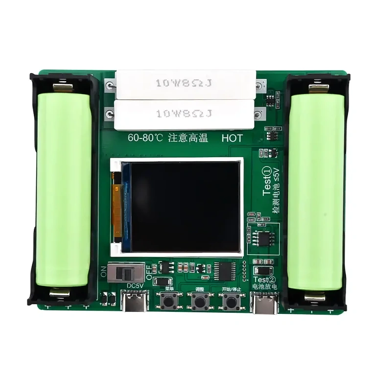 18650-akun lataus/purku-testeri Lataus- ja purkutoiminto 18650-akuilla