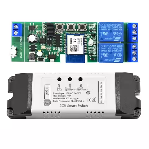 Älykäs WiFi-relemoduuli 2-kanavainen 5V–24V – yhteensopiva Tuya Smart Life