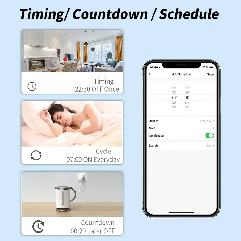 Ohjelmoitava älypistorasia automaattiseen ohjaukseen