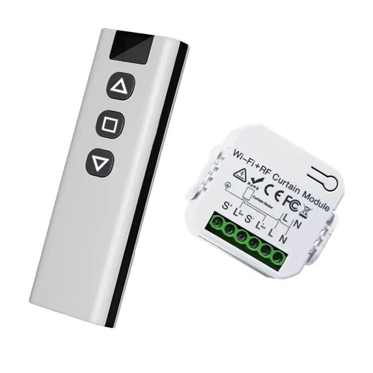 Lähikuva älykkäästä kaukosäätimestä verhoille tai kaihtimille