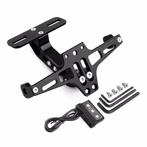 Taitettava moottoripyörän rekisterikilven pidike LED-valolla, universaali sport