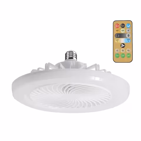 Valkoinen kattotuuletin kaukosäätimellä ja himmennettävällä LED-valolla – sisätilat & terassi