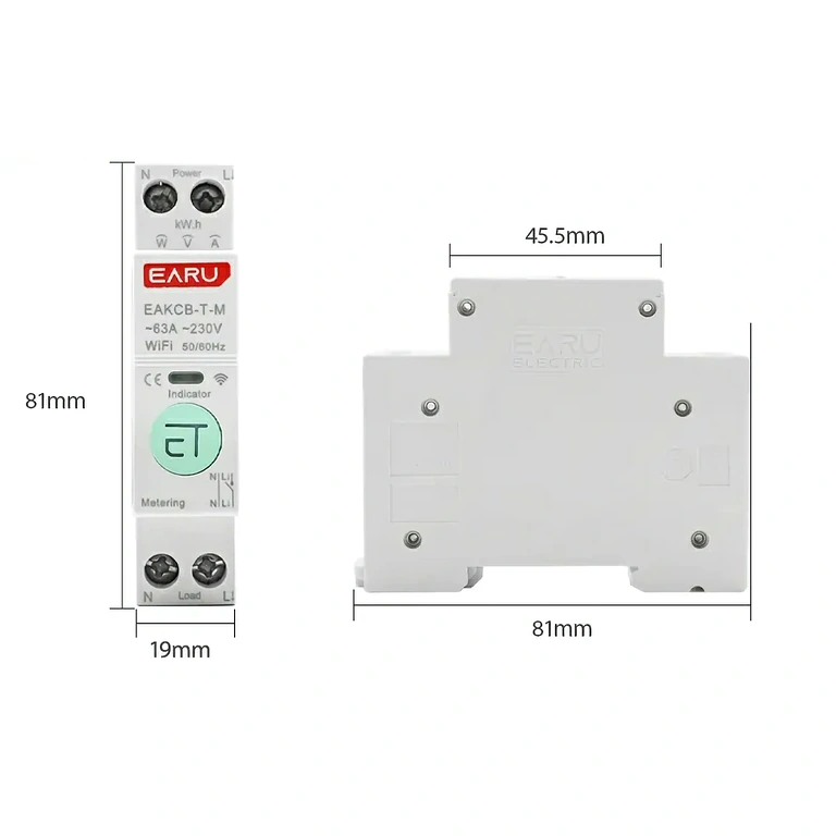 Sivunäkymä sähkömittarista liitäntäliittimien suojauksella