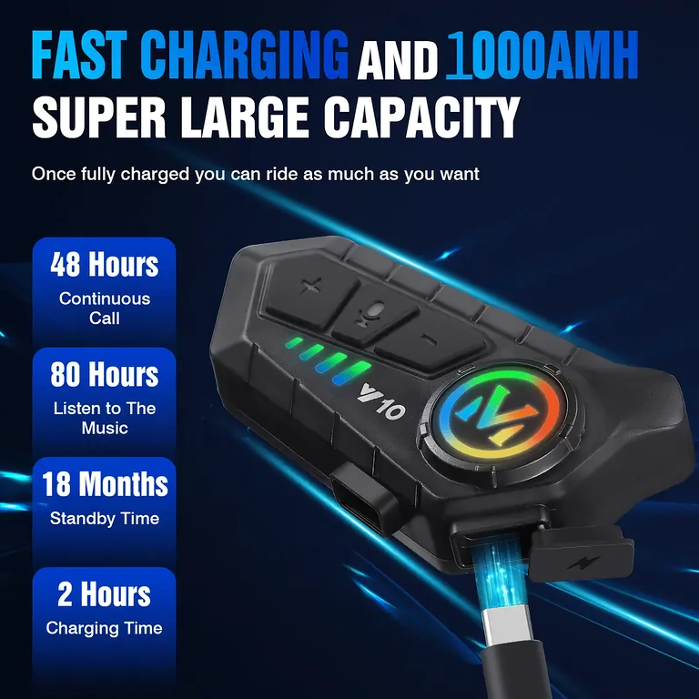 Pitkäkestoinen moottoripyöräintercom Intercom-järjestelmä jopa 32 tunnin käyttöajalla