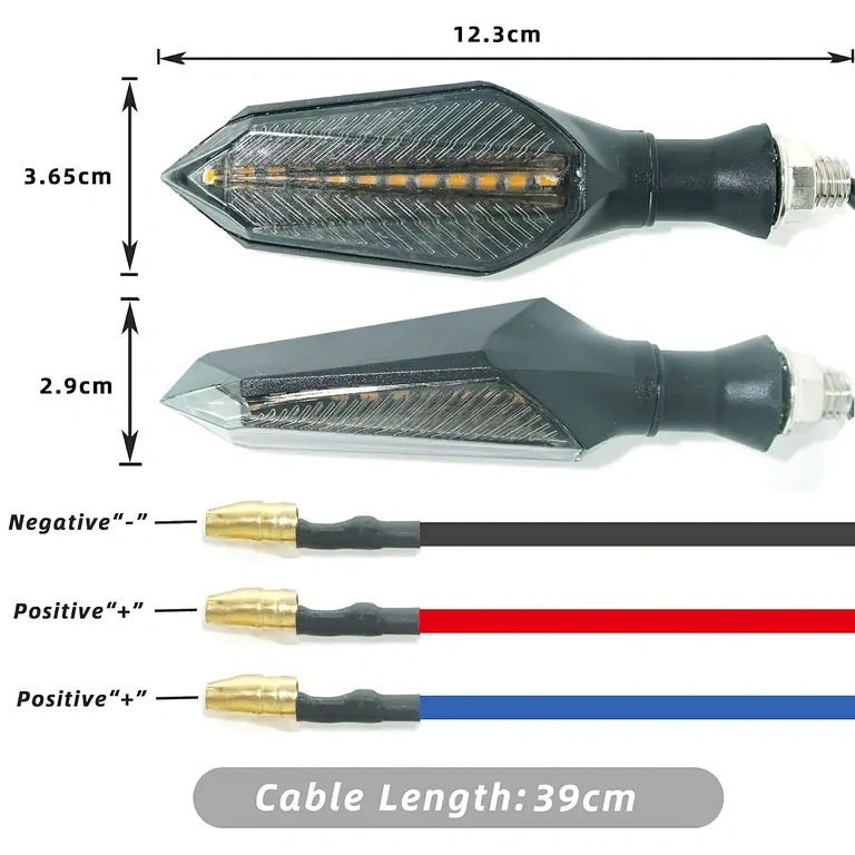 3-johtoinen liitäntä vilkuille Mustat, siniset ja punaiset johdot liitoksiin