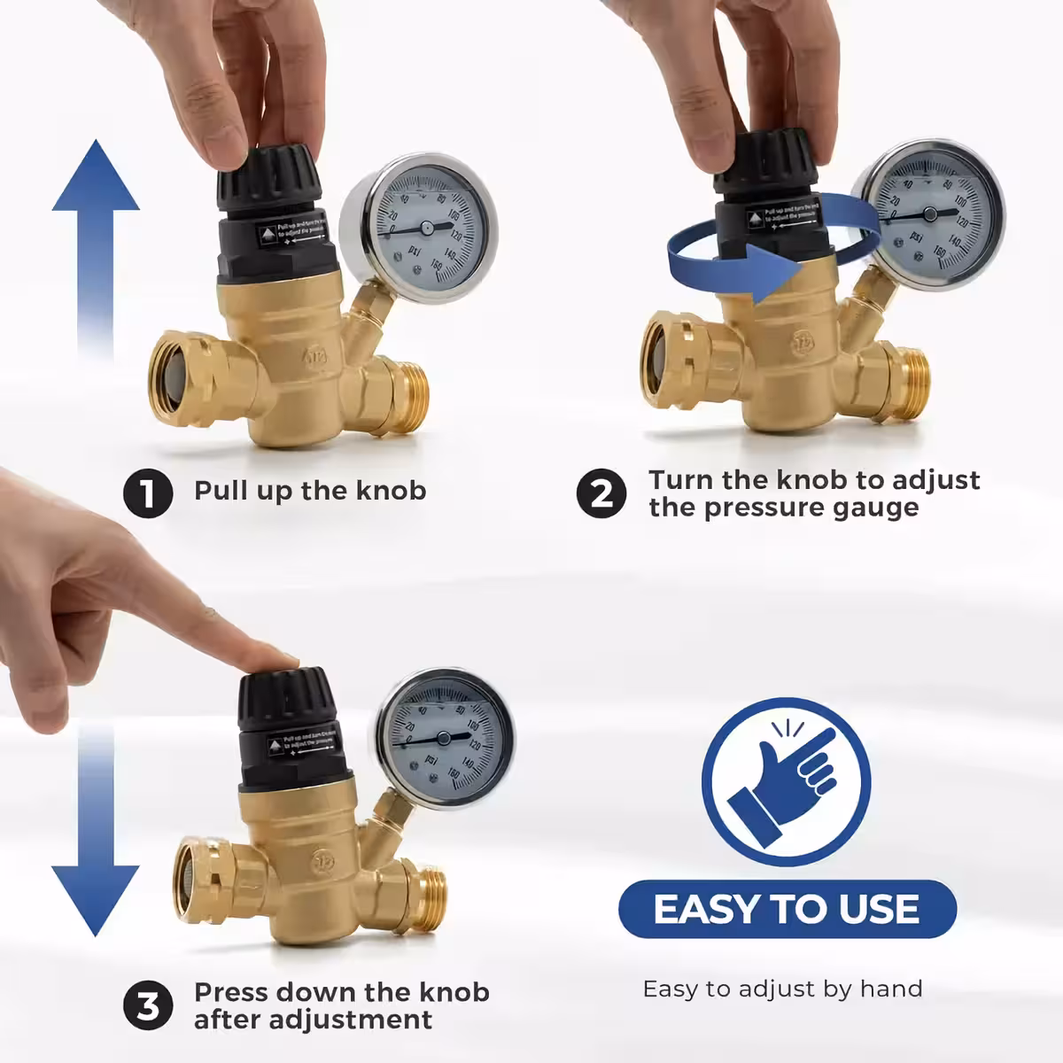Säädettävä paine jopa 160 PSI