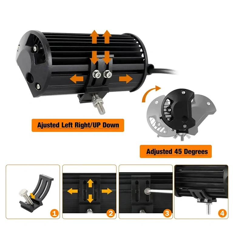 Kaksi LED BAR -projektoria tukevalla kiinnityksellä off-road-ajoneuvoihin