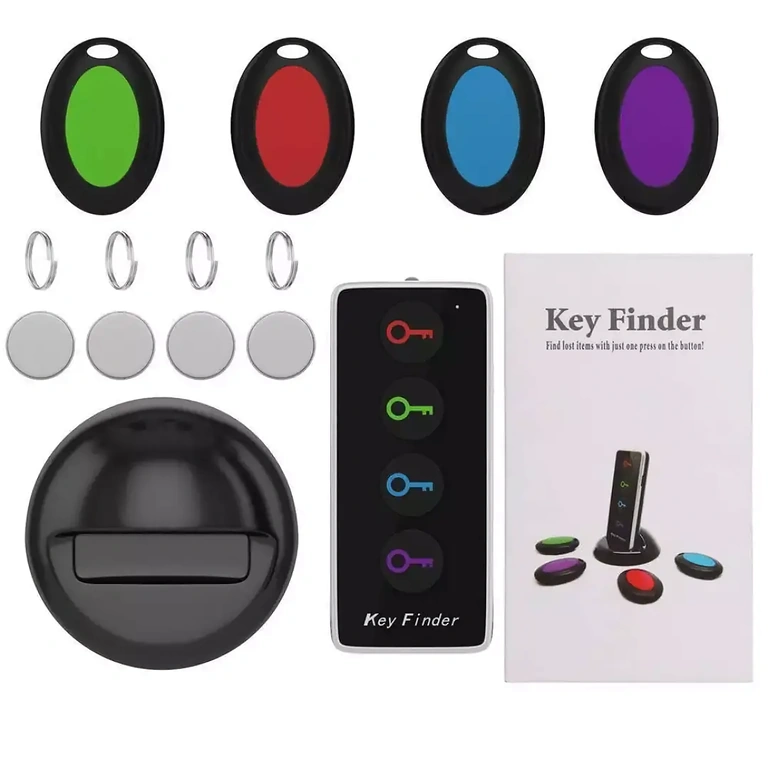 Kaukosäädin, jossa taskulamppu ja älytagit nopeaan paikannukseen