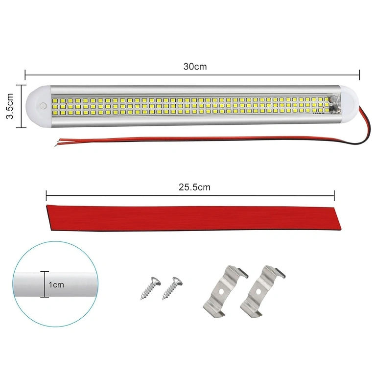 LED-auton lampun mitat – 300x35x10 mm LED-auton valon yksityiskohtaiset mitat: pituus, leveys ja paksuus