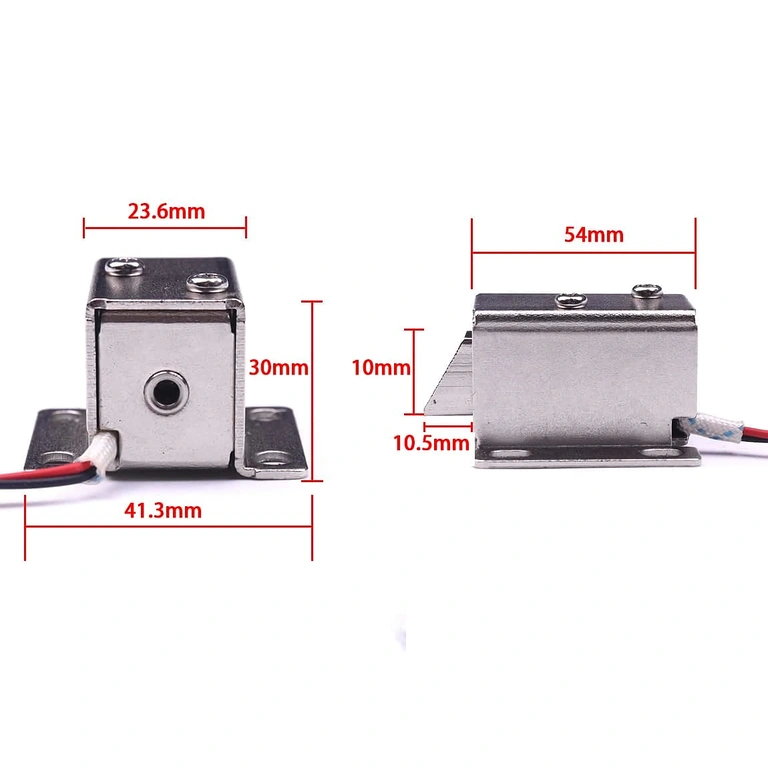 12V sähkömagneettinen lukko – mitat 12V sähkömagneettisen lukon mitat kuvassa