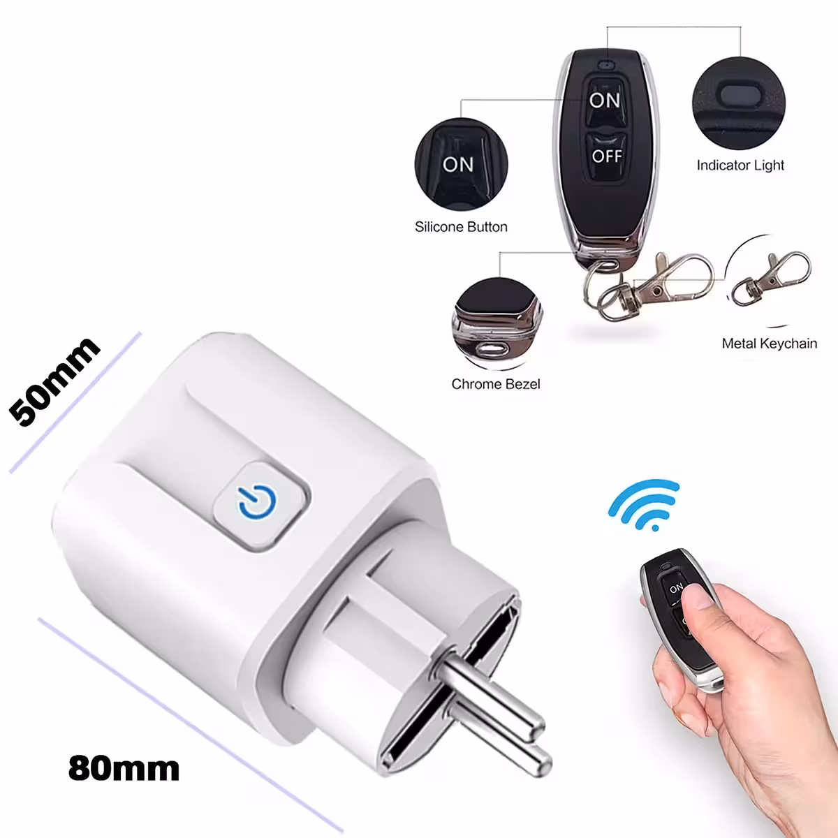 RF433 kauko-ohjattava pistorasia valojen ja laitteiden hallintaan